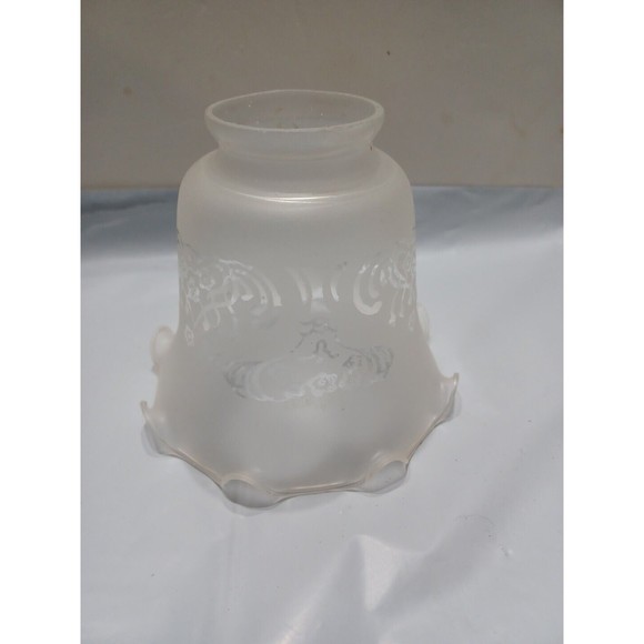 Replacement Vintage Glass Lamp Shade with Furled Top Edge & Frosted 2" Opening - Picture 11 of 15